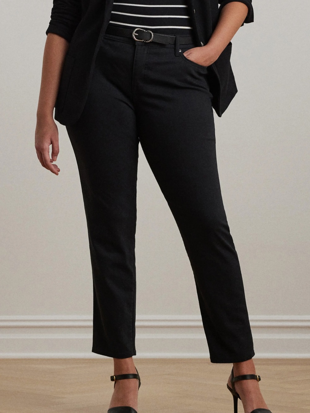 Ralph Lauren High Rise Straight Leg Jean Size 12 Black Denim - Picture 1 of 12